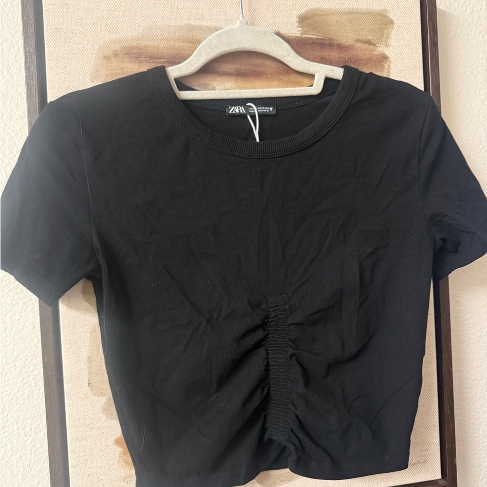 Zara Black Ruched Crop Top